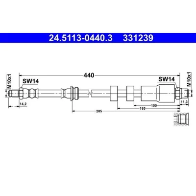 Imagem de ATE 24.5113 0440.3 Mangueira de Travão 440 M10x1 BMW: 3 Touring, Sedan, Coupe