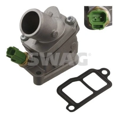 Imagem de SWAG 55 93 4850 Termóstato, líquido de refrigeração 90 com junta sensor Alumínio fundido caixa VOLVO: C30, V50, V70 I