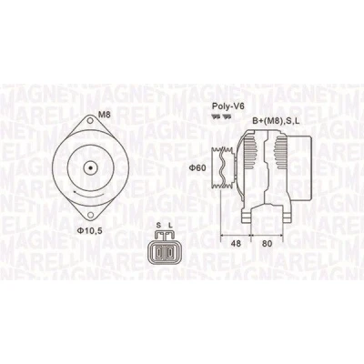 Imagem de MAGNETI MARELLI 063731607010 Alternador 14V 80A NISSAN: Almera II Hatchback