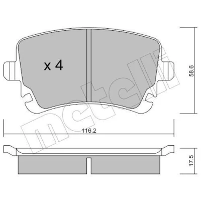 Imagem de METELLI 22 0554 2 Jogo de pastilhas para travão disco preparado indicador aviso desgaste AUDI: A4 B6 Avant, Sedan, B7 Avant