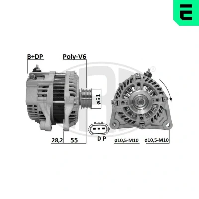 Imagem de ERA 209647A Alternador 12V 100A