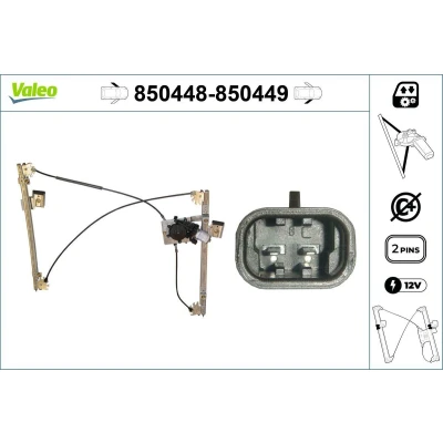 Imagem de Valeo Elevador de vidro à frente, lado esquerdo elétrico com motor sem função conforto 850448 VOLKSWAGEN: Polo III Hatchback