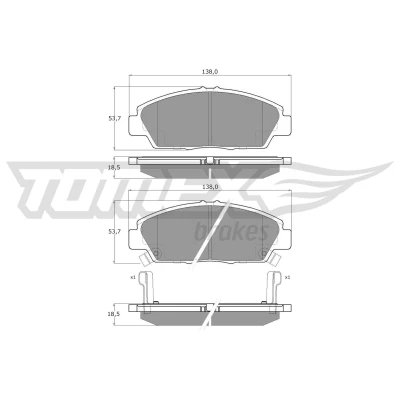 Imagem de TOMEX brakes TX 11 38 Jogo de pastilhas para travão disco Eixo dianteiro com avisador sonoro desgaste HONDA: Accord 6 Limousine, Prelude V