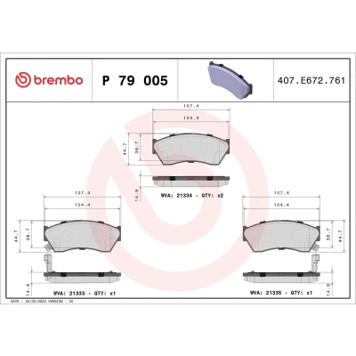 Imagem de BREMBO P 79 005 Jogo de pastilhas para travão disco com avisador sonoro desgaste sem acessórios SUZUKI: Cappucсino, SWIFT 2