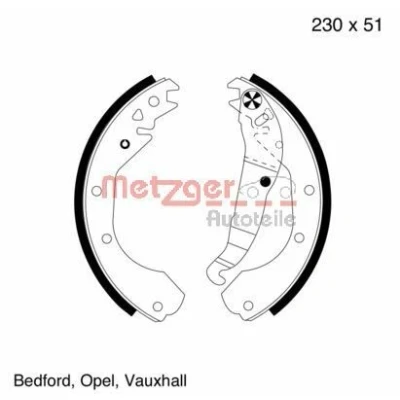 Imagem de METZGER MG 418 Maxilas de Travão Eixo traseiro 230 51 com alavanca OPEL: Combo B Van