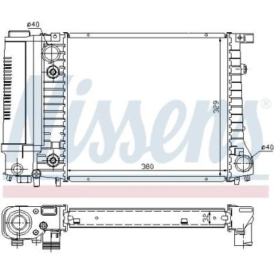 Imagem de NISSENS 60731A Radiador, arrefecimento do motor Alumínio 380 329 32 Aletas de refrigeração soldadas BMW: 3 Sedan, Touring