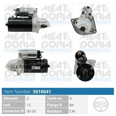 Imagem de MEAT &amp; DORIA 5010041 Motor de arranque 12V 2kW 9 30 50 84mm IVECO: DAILY 4 Kasten/Kombi,