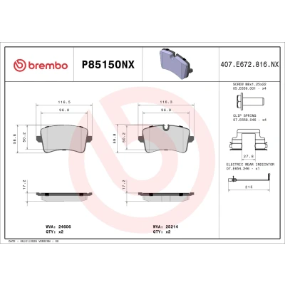 Imagem de BREMBO Jogo de pastilhas para travão disco P85150NX