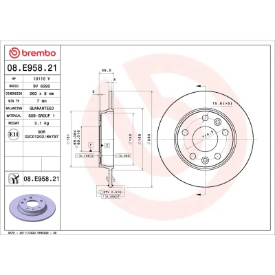 Imagem de BREMBO Disco de travão RENAULT: Zoe 260mm 8mm 5 cheio 08.E958.21 Discos