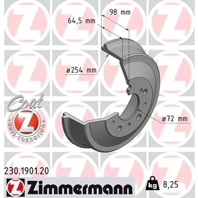 Imagem de ZIMMERMANN COAT Z 230.1901.20 Tambor de Travão 298mm FIAT: Ducato II Van, Camião plataforma/Chassis