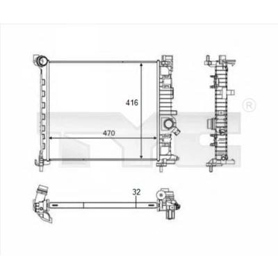 Imagem de TYC Radiador, arrefecimento do motor 416mm 470mm 32mm Aletas de refrigeração unidas mecanicamente 725 0050 R