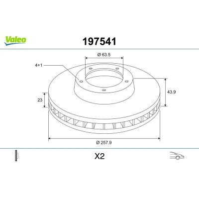 Imagem de VALEO 197541 Disco de travão Eixo dianteiro 258 23 4 ventilado FORD: FIESTA 6, 6 Van