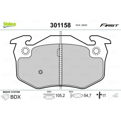 Imagem de VALEO 301158 Jogo de pastilhas para travão disco FIRST Eixo traseiro excl. contacto aviso desgaste sem chapa anti ruído RENAULT: CLIO 2