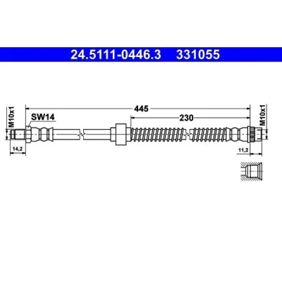 Imagem de ATE 24.5111 0446.3 Mangueira de Travão 445 M10x1