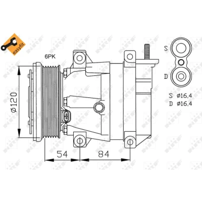 Imagem de NRF EASY FIT 32484 compressor V5 12 PAG 150 com óleo de PAG, retentor CHEVROLET: Nubira Carrinha
