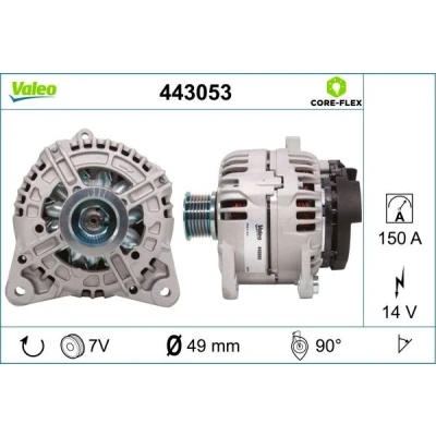 Imagem de VALEO 443053 Alternador 14V 150A RENAULT: MEGANE 2 Kombi, MASTER Kasten, TRAFIC Kasten