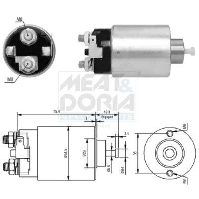 Imagem de Interruptor de solenoide, motor arranque MEAT &amp; DORIA 46178