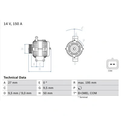 Imagem de BOSCH 0 986 081 820 Alternador 14V 150A MINI: Hatchback