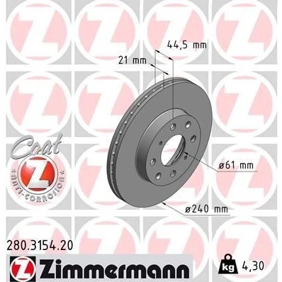 Imagem de Disco de travão ZIMMERMANN 280.3154.20