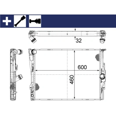 Imagem de MAHLE ORIGINAL CR 1087 000S Radiador, arrefecimento do motor 600 458 32 com acessórios parafusos Aletas de refrigeração soldadas BMW: 1 Hatchback