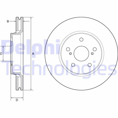 Imagem de DELPHI Disco de travão TOYOTA: Corolla XII Carrinha, C HR 299mm 28mm 5 ventilado revestido BG4952C 43512F4010 Discos