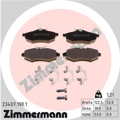 Imagem de ZIMMERMANN 23407.190.1 Jogo de pastilhas para travão disco com parafusos A imagem corresponde ao volume fornecimento, mola