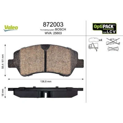 Imagem de VALEO 872003 Jogo de pastilhas para travão disco FORD: Transit Custom V362 Van, V363 Minibus