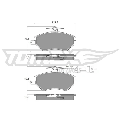 Imagem de TOMEX brakes TX 10 631 Jogo de pastilhas para travão disco Eixo dianteiro incl. contacto aviso desgaste VOLKSWAGEN: Corrado