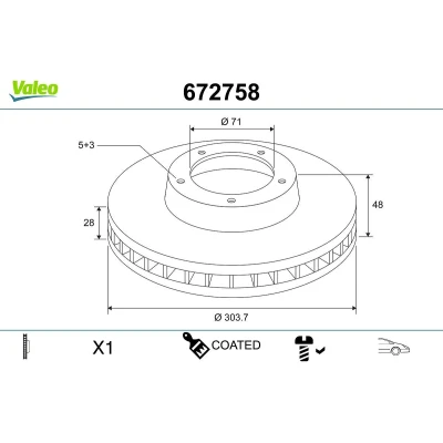Imagem de VALEO Disco de travão CITROËN: C5 III Carrinha, Jumpy II Van, 3, PEUGEOT: 407 SW, FIAT: Scudo 672758 424925,424992,4249K0