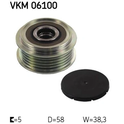 Imagem de SKF VKM 06100 Polia Roda Livre do Alternador 38,3 TOYOTA: Corolla IX Hatchback, Avensis II Sedan, Station Wagon