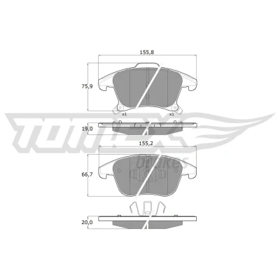 Imagem de TOMEX brakes TX 17 75 Jogo de pastilhas para travão disco Eixo dianteiro com avisador sonoro desgaste FORD: S Max Mk2, Mondeo 5 Kombi