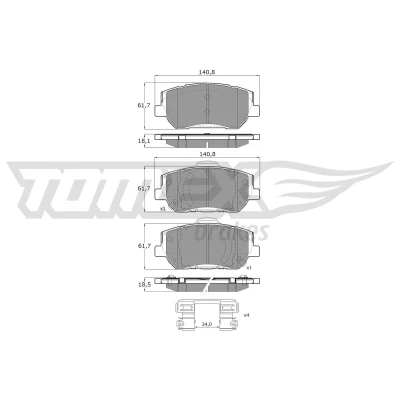 Imagem de TOMEX brakes TX 60 45 Jogo de pastilhas para travão disco Eixo dianteiro com avisador sonoro desgaste acessórios HYUNDAI: SANTA FE 3