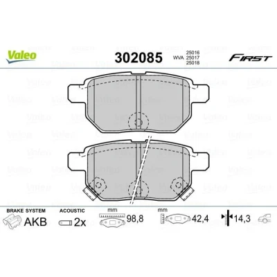 Imagem de VALEO 302085 Jogo de pastilhas para travão disco FIRST Eixo traseiro incl. contacto aviso desgaste com chapa anti ruído
