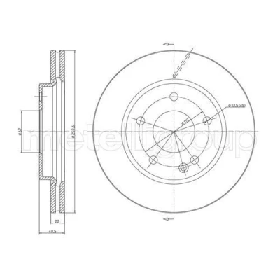 Imagem de METELLI Disco de travão MERCEDES BENZ: Classe A 260,0mm 22,0mm 5 67,0mm ventilado pintado 23 0469C 1684210212,1684210812,168421081264,A1684210212