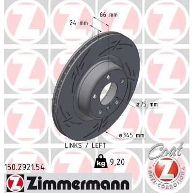 Imagem de ZIMMERMANN Disco de travão BMW: 3 Touring, 4 Coupe, Gran Coupe 24mm 6/5 5furos 120mm interior ventilado, fendido revestido alto carbono 150.2921.54