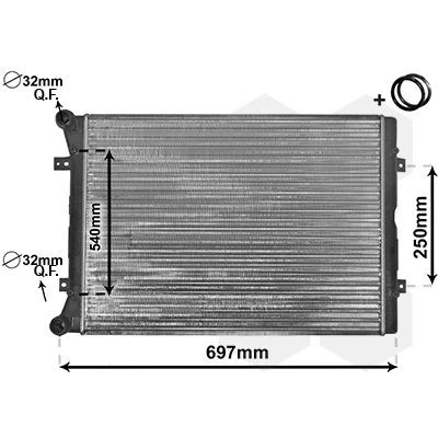Imagem de VAN WEZEL 58002283 Radiador, arrefecimento do motor Alumínio 600 445 32 *** IR PLUS com acessórios Aletas de refrigeração unidas mecanicamente