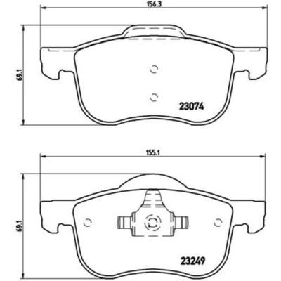 Imagem de BREMBO P 86 020 Jogo de pastilhas para travão disco excl. contacto aviso desgaste com grampo do êmbolo sem acessórios VOLVO: V70 2, S60 I