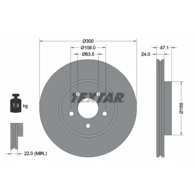 Imagem de TEXTAR PRO 92109603 Disco de travão FORD: MONDEO 3 Kombi, Stufenheck, JAGUAR: X Type Sedan