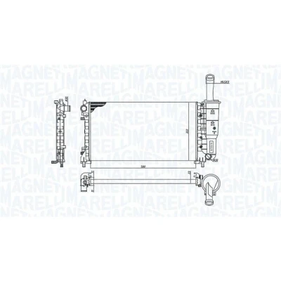 Imagem de MAGNETI MARELLI 350213194200 Radiador, arrefecimento do motor 582 322 34 Aletas de refrigeração unidas mecanicamente FIAT: Punto II Hatchback