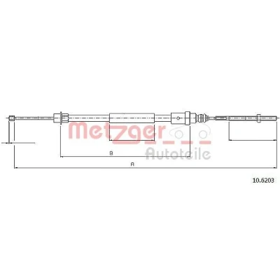 Imagem de METZGER 10.6203 Cabo de Freio Mão traseira esquerda 695/492 Travões disco COFLE PEUGEOT: 406 Sedan