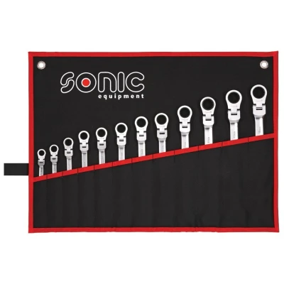 Imagem de SONIC 601218 Kit de chaves bocas luneta com roquete 12 8mm, 9mm, 10mm, 11mm, 12mm, 13mm, 15mm, 16mm, 17mm, 18mm, 19mm, 14mm aço cromo vanádio