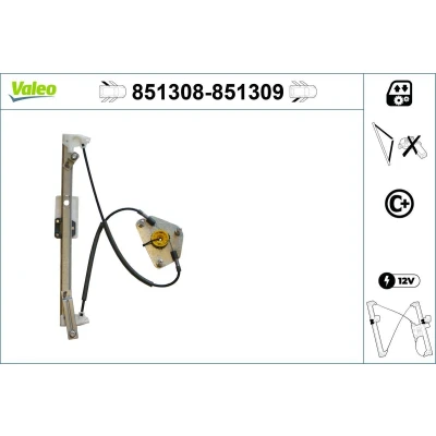 Imagem de Valeo Elevador de vidro traseira esquerda elétrico sem motor com função conforto 851308 VOLKSWAGEN: Golf 7, 7 Variant