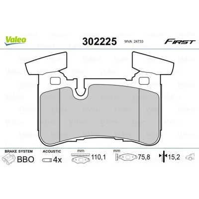 Imagem de VALEO 302225 Jogo de pastilhas para travão disco Eixo traseiro incl. contacto aviso desgaste com chapa anti ruído