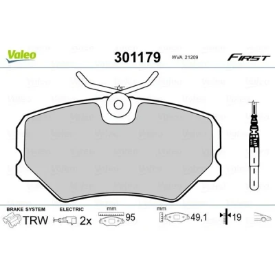 Imagem de VALEO 301179 Jogo de pastilhas para travão disco FIRST Eixo dianteiro incl. contacto aviso desgaste sem chapa anti ruído PEUGEOT: 405 I Sedan