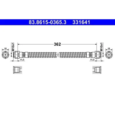Imagem de ATE 83.8615 0365.3 Mangueira de Travão 362mm