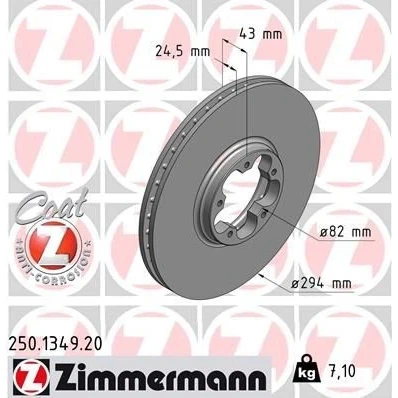 Imagem de ZIMMERMANN COAT Z 250.1349.20 Disco de travão 294 24 5/5 5 100 interior ventilado revestido FORD: Transit Mk5 Minibus, Van