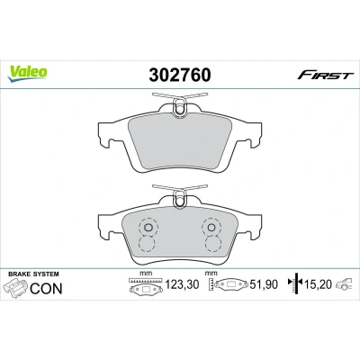 Imagem de VALEO 302760 Jogo de pastilhas para travão disco Eixo traseiro excl. contacto aviso desgaste com chapa anti ruído
