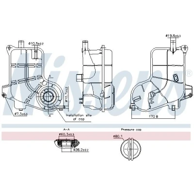 Imagem de NISSENS 996368 Depósito de Compensação Refrigerante 1,6 com capa, sensor AUDI: A6 C5 Avant, Sedan