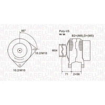 Imagem de MAGNETI MARELLI 063731833010 Alternador 14V 120A OPEL: Astra H Caravan, Hatchback, Vectra C ALFA ROMEO: 159 Sedan, Sportwagon