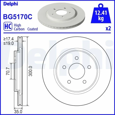 Imagem de Disco de travão DELPHI BG5170C